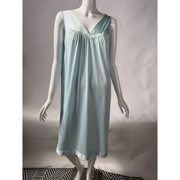 Vanity Fair Vintage Light Blue Nightgown M Made In USA - Picture 15 of 16